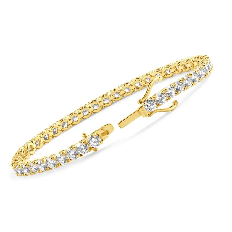 Stellar burst bracelet-10 Ct Lab Grown Diamond Tennis Bracelet Yellow Gold 7"