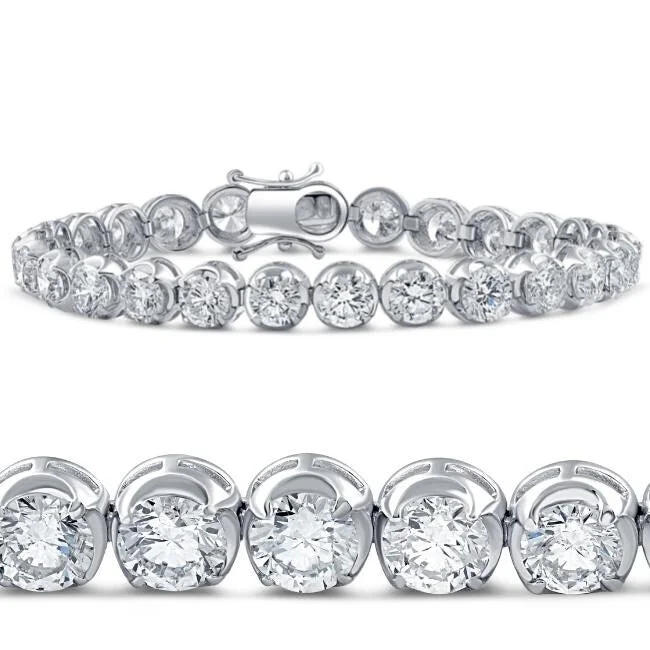 Broad-level bracelet-14.55Ct TW Round-Cut Diamond Tennis Bracelet 7" White Gold Lab Grown