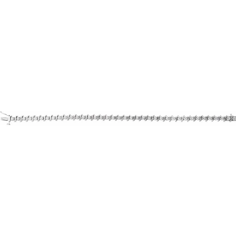 Arch motif bracelet-14K White Gold Diamond Line Bracelet, 7.25" (1/2cttw)