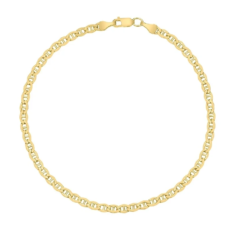 Outstretched gem bracelet-14K Yellow Gold Filled 3.2MM Mariner Link Chain Bracelet with Lobster Clasp