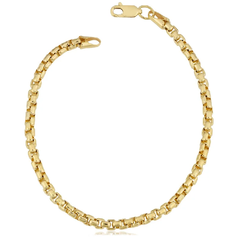 Elevated stone bracelet-14k Yellow Gold Filled 3.5-mm Round Box Link Chain Bracelet (7.5 or 8.5 inches)