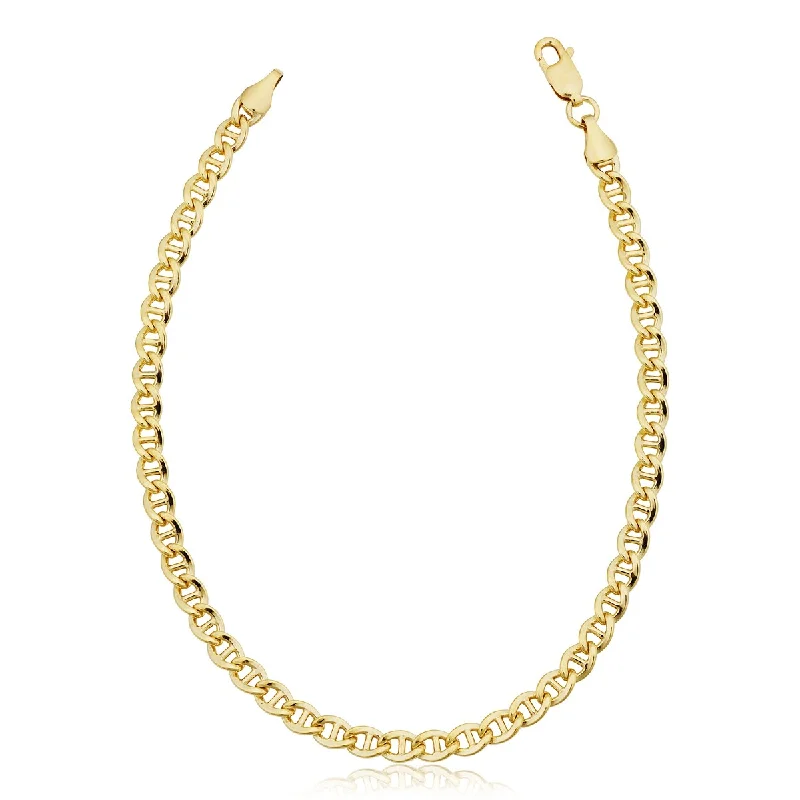 Holo bracelet-14k Yellow Gold Filled 4.3 millimeter Solid Flat Mariner Chain Bracelet (8.5 inches)