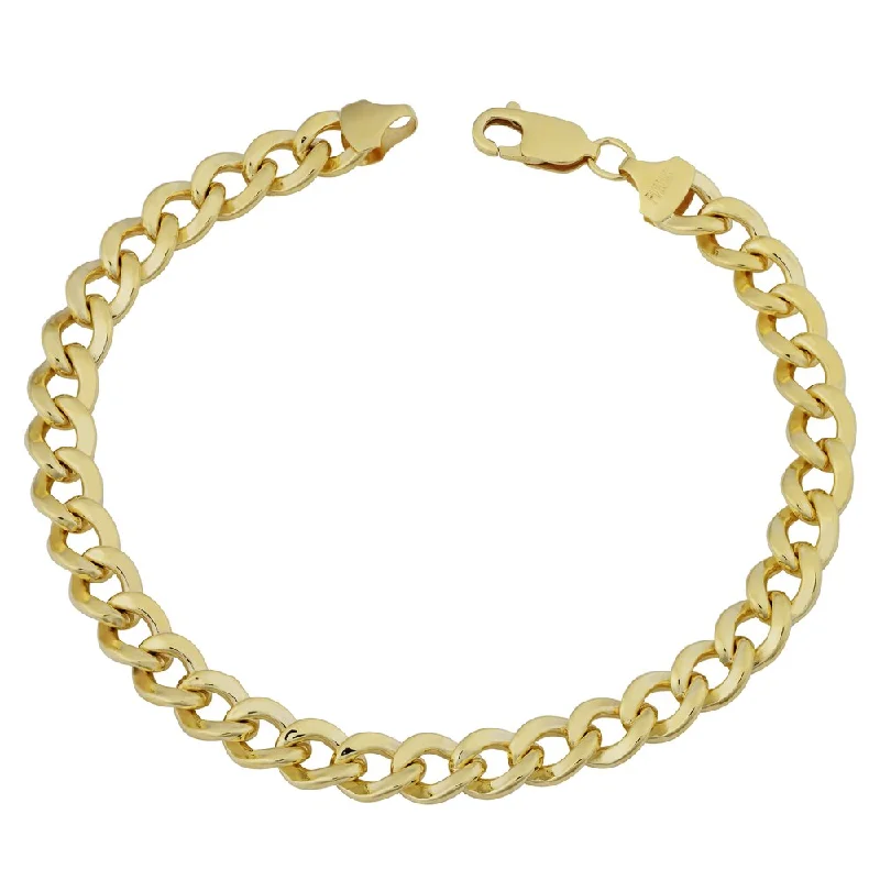 Floating diamond bracelet-14k Yellow Gold Filled 9mm High Polish Bold Men's Miami Cuban Curb Link 9-inch Chain Bracelet