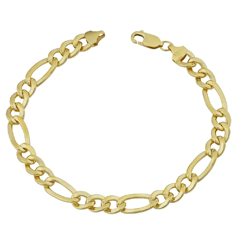 Hammered gold bracelet-14k Yellow Gold Filled Men's 7.7-mm High Polish Figaro Link Bracelet (9 inches)