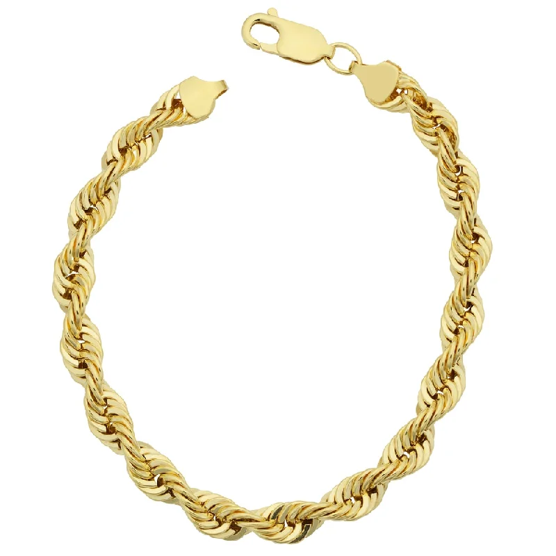 Flexible stone bracelet-14k Yellow Gold Filled Men's Bold 6-mm Rope Chain Bracelet (7.5 or 8.5 inches)