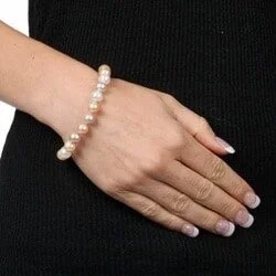 Subtle arc bracelet-14k Yellow Gold Pink Freshwater Pearl Bracelet (8-9mm)