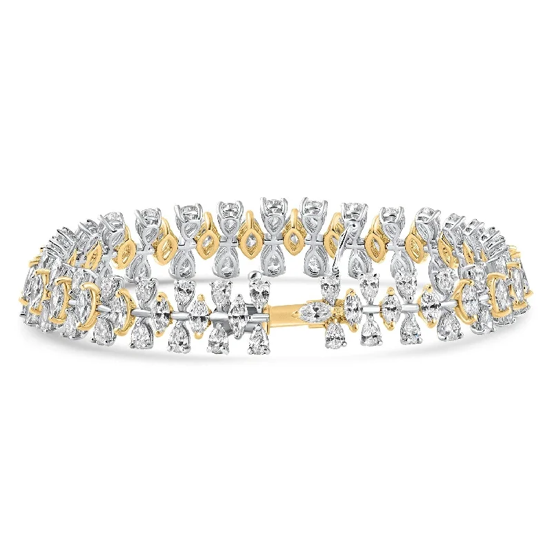 Polished steel bracelet-15Ct Pear & Marquise Shape Diamond Tennis Bracelet Gold 7" 22grams