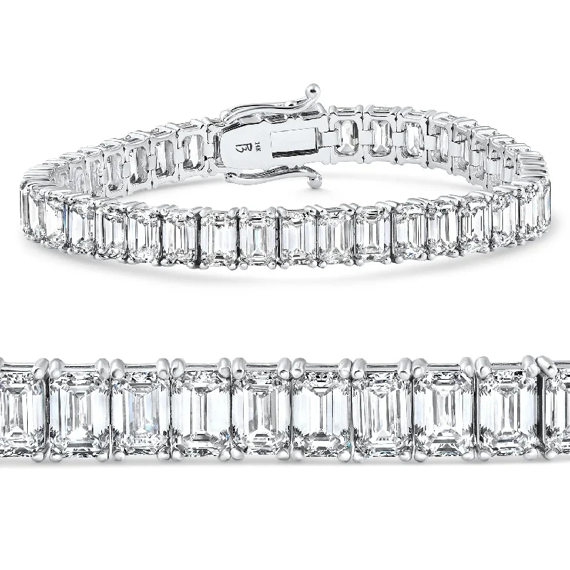 Ragged edge bracelet-22.50Ct Emerald Diamond Tennis Bracelet White Gold 7" 17.5g Lab Grown