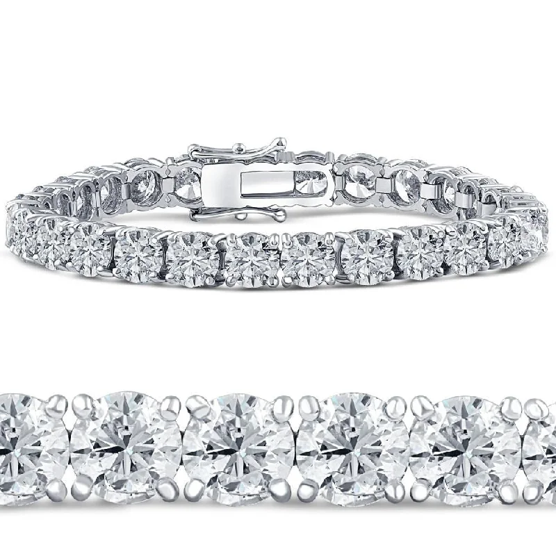 Floating diamond bracelet-26.94Ct TW Round Diamond 7" Tennis Bracelet White Gold Lab Grown