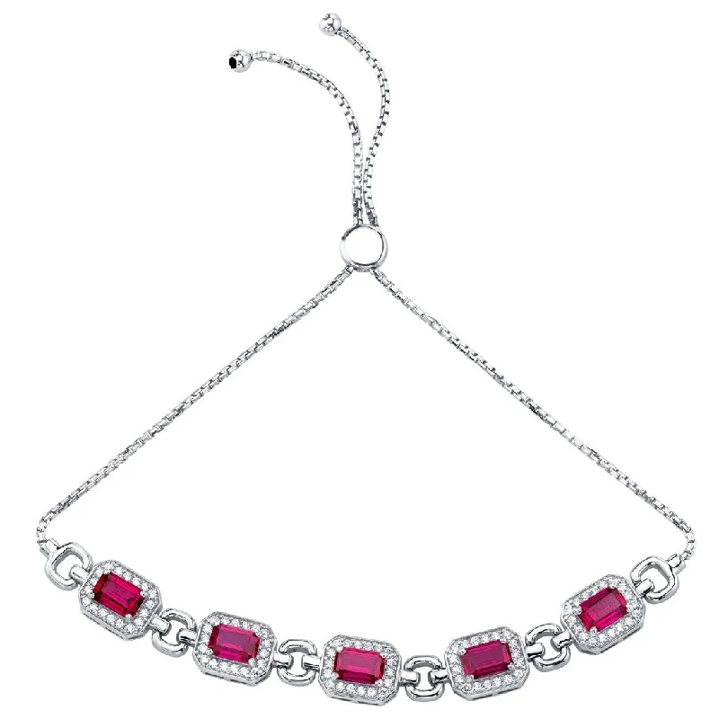 Luminous diamond bracelet-3.75 ct Ruby Adjustable Bracelet in Sterling Silver