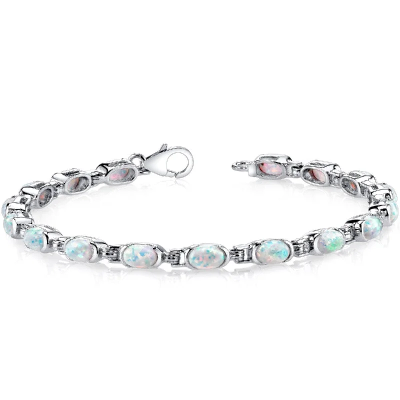 Vintage-edge bracelet-4.75 ct Opal Tennis Bracelet in Sterling Silver