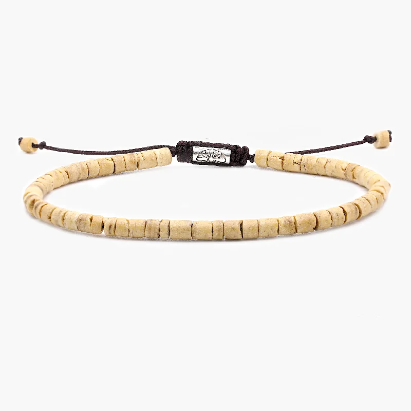 Fused-band bracelet-4mm Natural Coconut Beads Adjustable Bracelet (Light Brown)