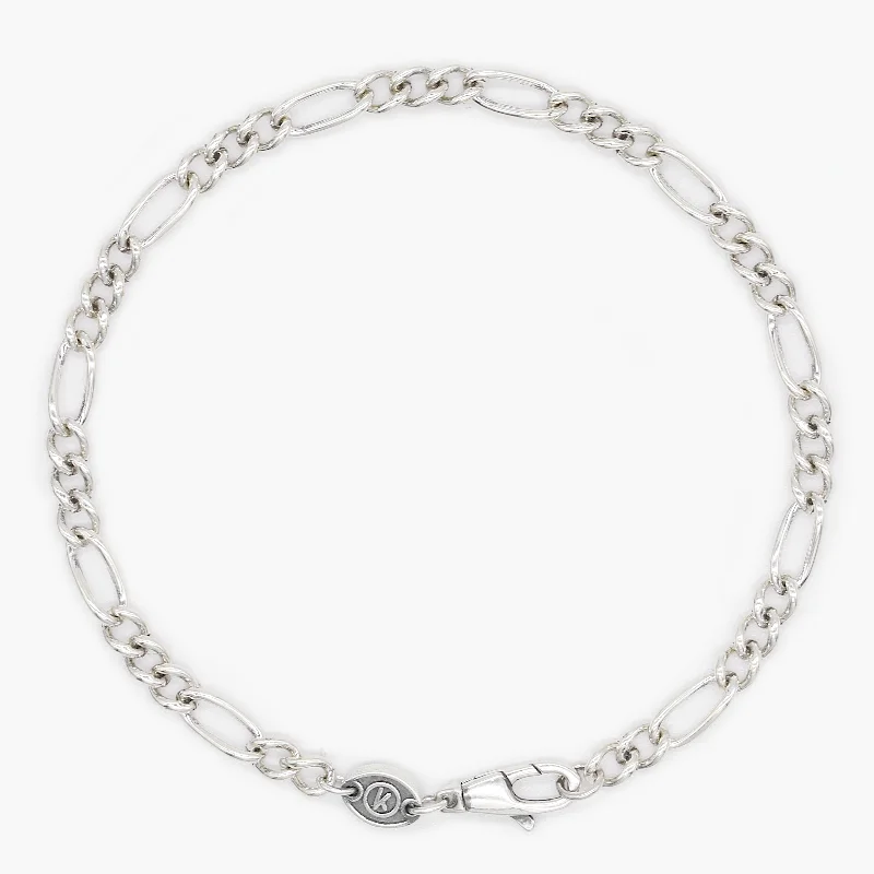 Floating diamond bracelet-4mm Sterling Silver Figaro Chain Bracelet