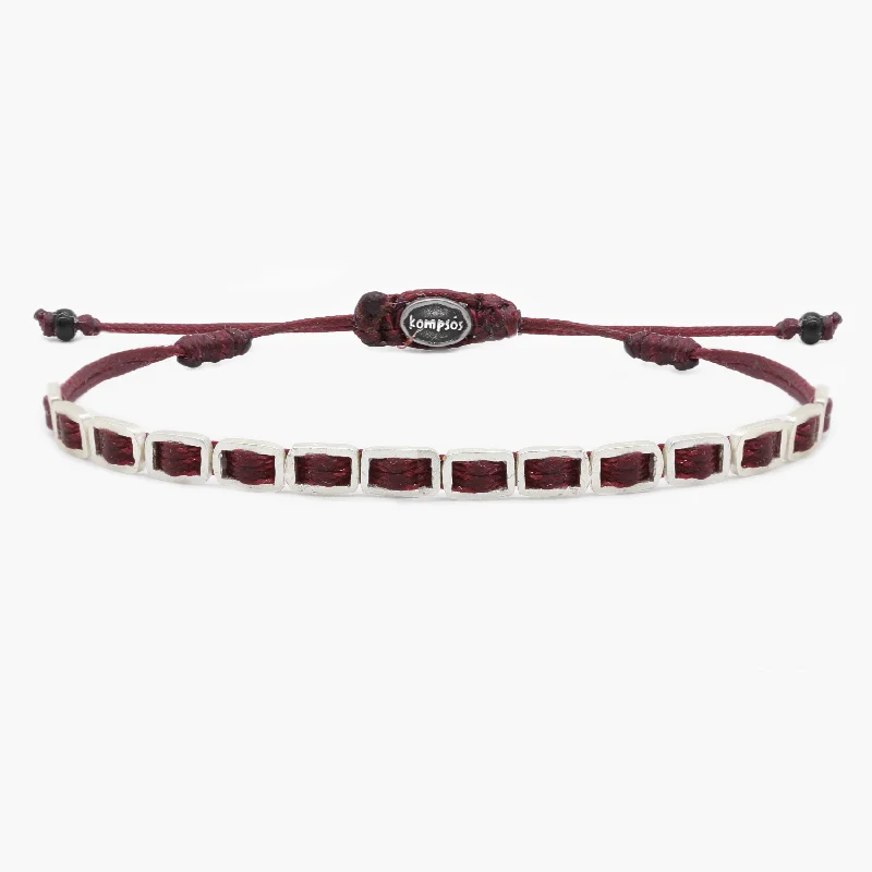 Horizon-cut bracelet-Adjustable Bracelet With Handmade Sterling Silver Beads (Brown)