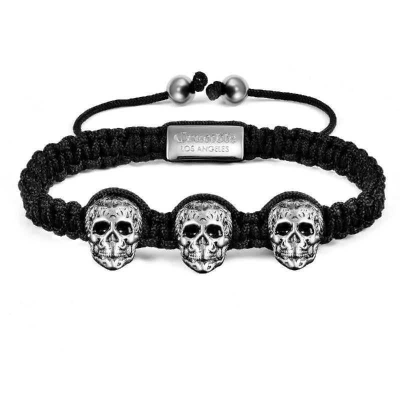 Ridge-set bracelet-Antique Stainless Steel Skulls Nylon Cord Adjustable Bracelet