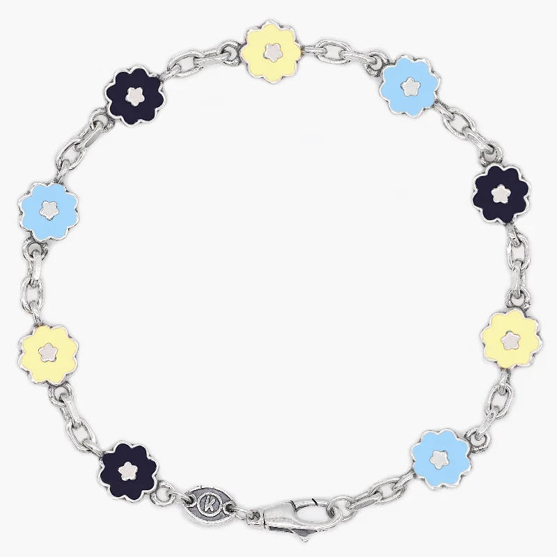 Fine-level bracelet-Assorted Flowers Sterling Silver Chain Bracelet