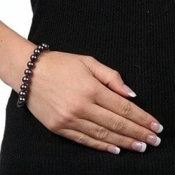 Retro amber bracelet-Black Freshwater Pearl Classic 7.25-inch Bracelet (8-9 mm)