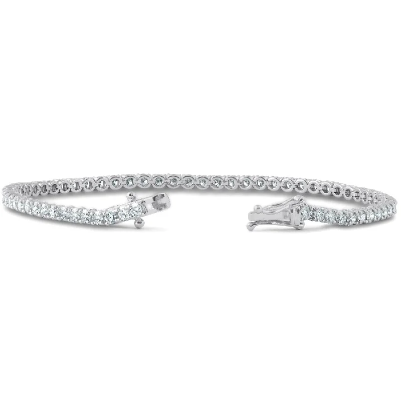 Curving bar bracelet-Certified 4ct Diamond Tennis Bracelet White Gold 7" Lab Grown