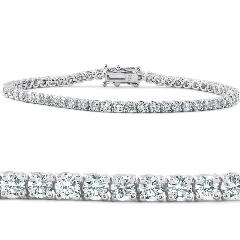 Night moon bracelet-Certified 5 Ct Round Cut Diamond Tennis Bracelet 18k White Gold 7" Lab Grown