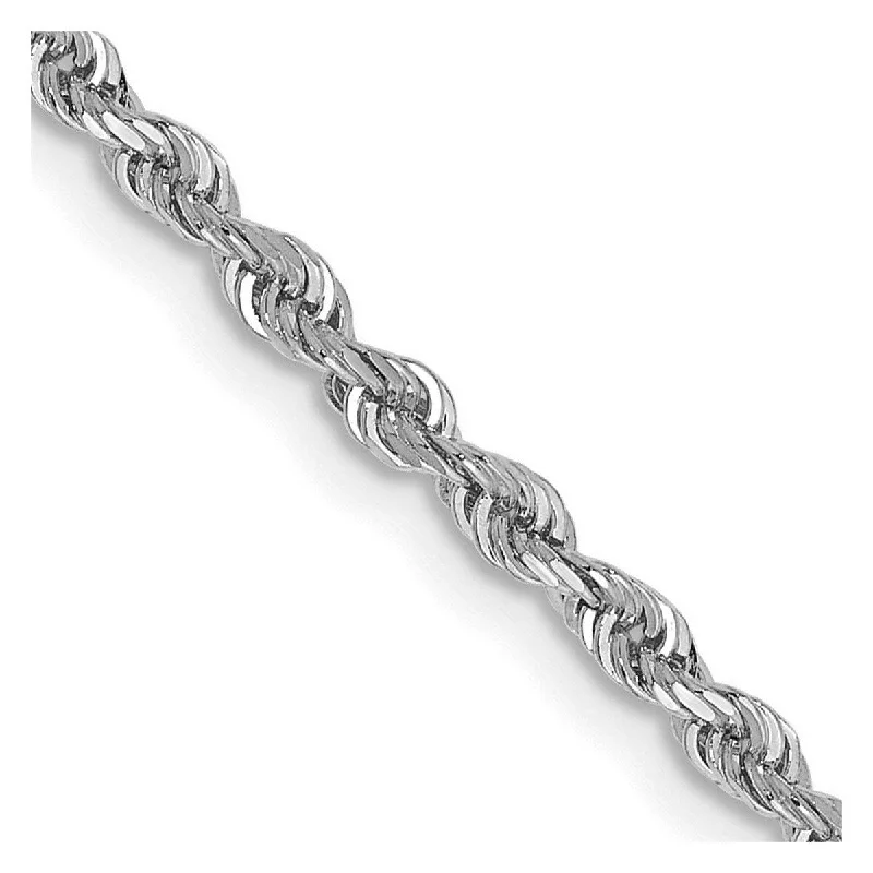 Rough-hewn stone bracelet-Curata 10k White Gold 10" 2.25mm Diamond-cut Quadruple Rope Chain Anklet Ankle Bracelet