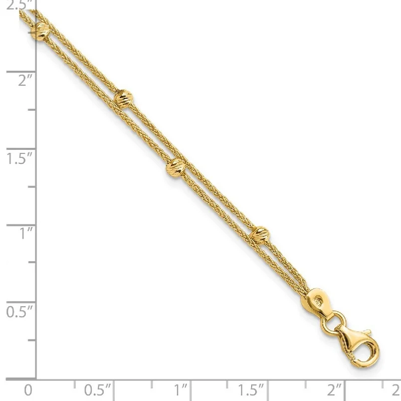 Shiny nickel bracelet-Curata 14k Gold Polished 2 Strand Bracelet 7.5 Inch