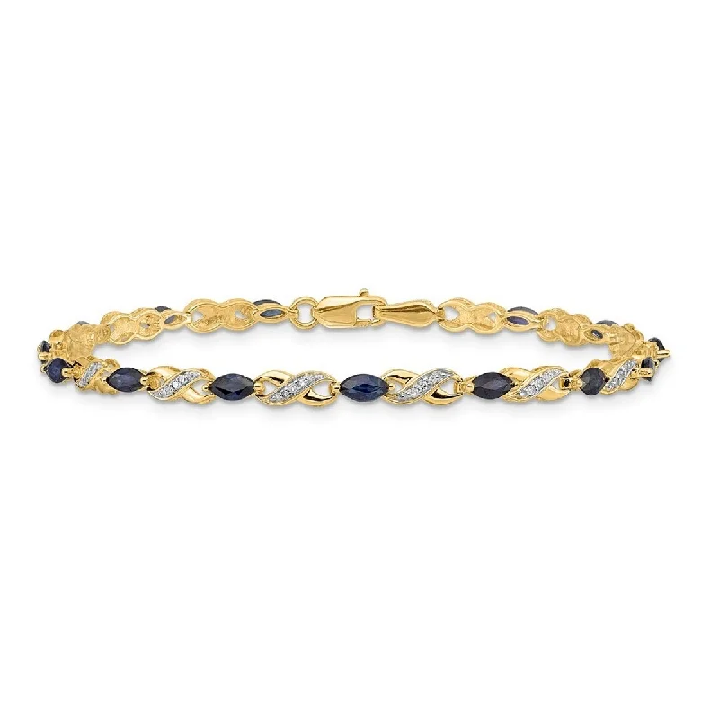 Lush garnet bracelet-Curata 3mm 14k Diamond and Sapphire Bracelet