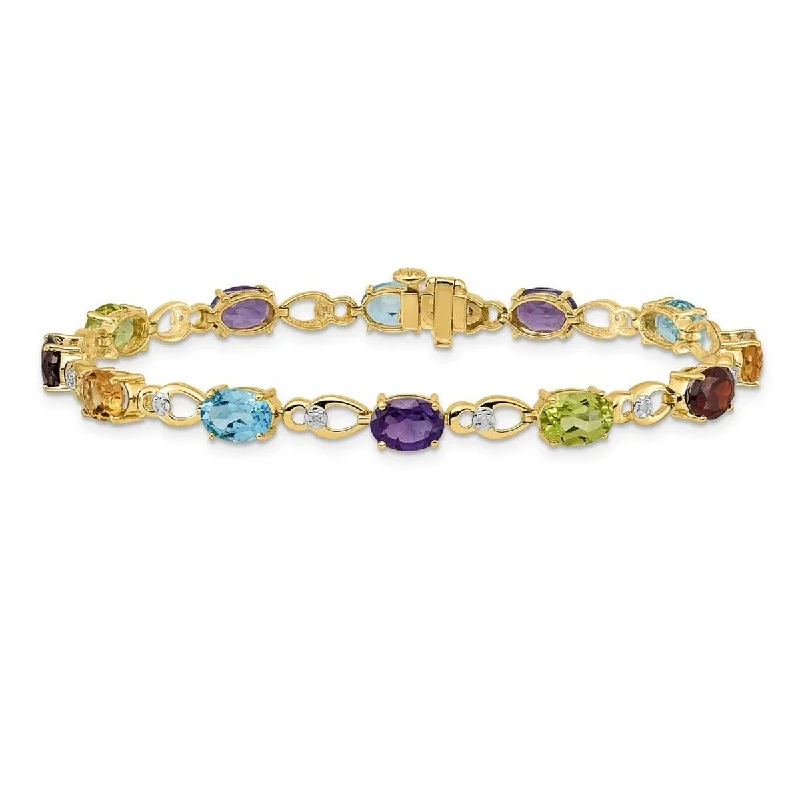 Polished steel bracelet-Curata 5mm 14k Rainbow Gemstone Diamond Bracelet