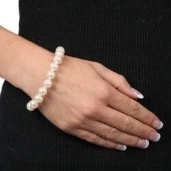 Piled birthstone bracelet-DaVonna 14k Gold 10-11mm White Freshwater Pearl Bracelet 7.25-inch