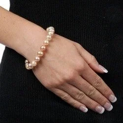 Shimmering stone bracelet-DaVonna 14k Gold 9-10 mm Multi-pink Freshwater Pearl Bracelet 7.25-inch