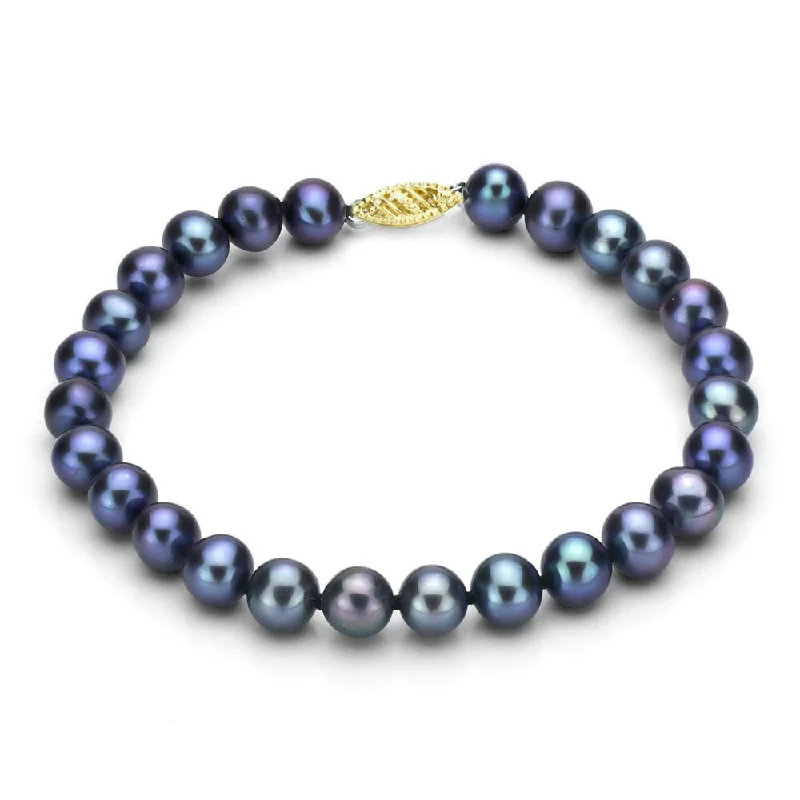 Angled stone bracelet-DaVonna 14k Gold Black Cultured FW Pearl Bracelet (7.5-8mm)