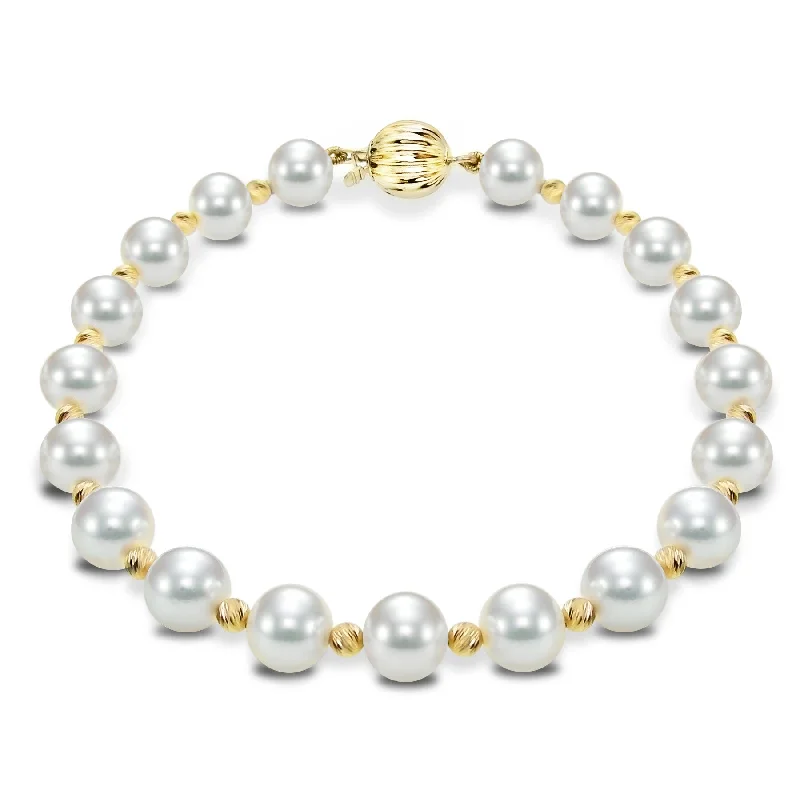 Broad-level bracelet-DaVonna 14k Yellow Gold Cultured Pearl and Beads Bracelet (7-8 mm)