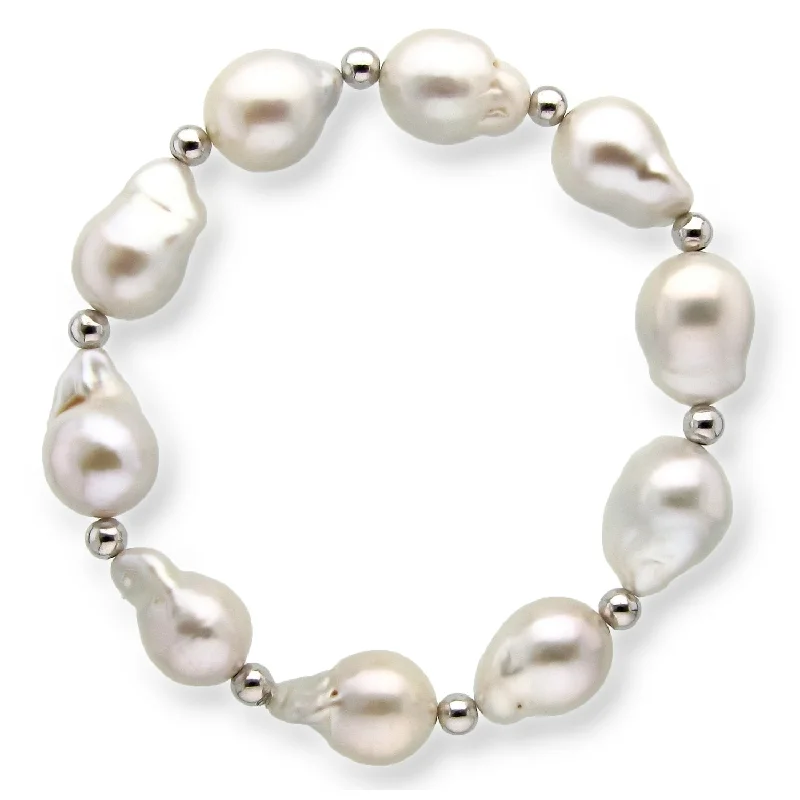 Glossy obsidian bracelet-DaVonna Baroque Freshwater Pearl 11-13mm Endless Bracelet 7.5 Inches