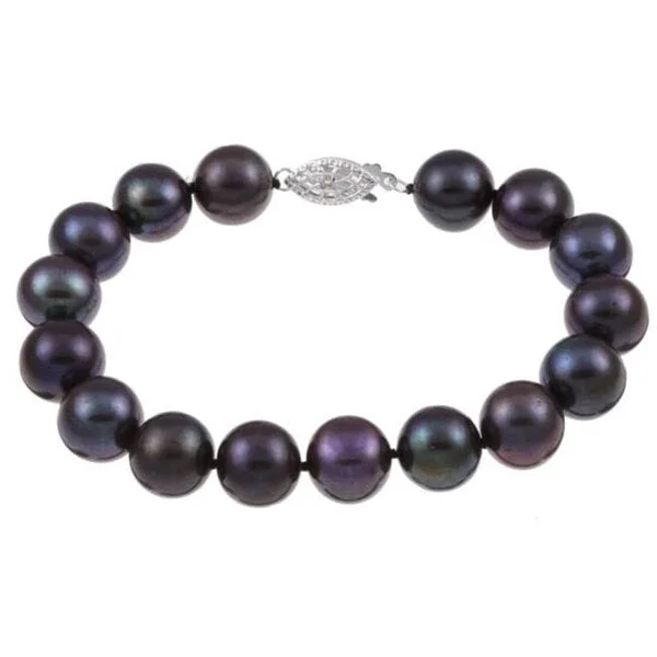 Clean cut bracelet-DaVonna Silver Black FW Pearl 7.25-inch Bracelet (10-11 mm)