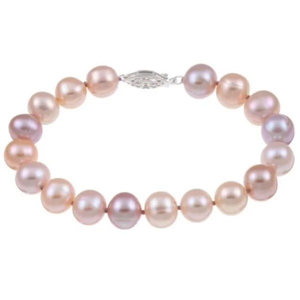 Fine-level bracelet-DaVonna Silver Multi-pink FW Pearl Bracelet (9-10mm)