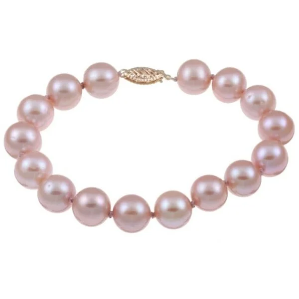 Ruffled rim bracelet-DaVonna Silver Pink FW Pearl 8-inch Bracelet (10-11 mm)