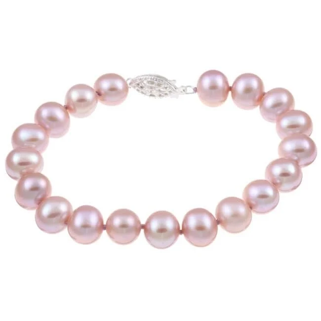 Flowing arc bracelet-DaVonna Silver Pink FW Pearl Bracelet (9-10mm)