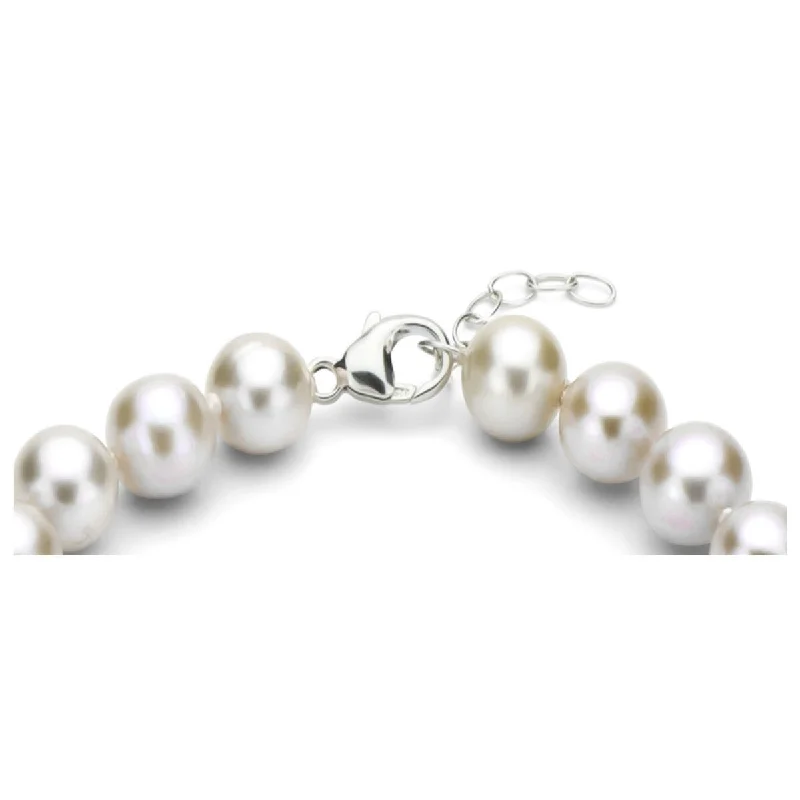 Night moon bracelet-DaVonna Sterling Silver 12-13 mm White Round Freshwater Pearl Bracelet