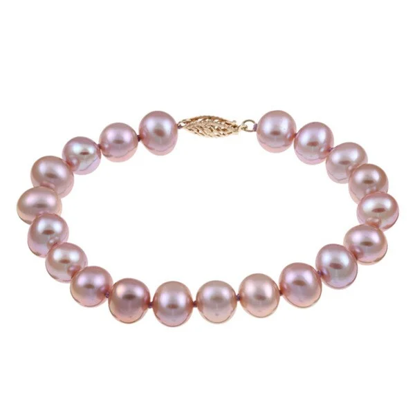 Peaked ridge bracelet-DaVonna Sterling Silver Pink Cultured Pearl Bracelet (8-9 mm)