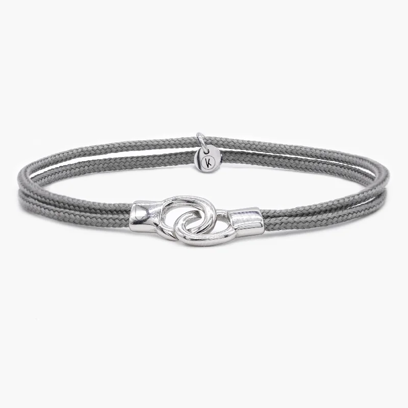 Lush emerald bracelet-Double Sailing Cord Bracelet With Silver Lock (Grey)