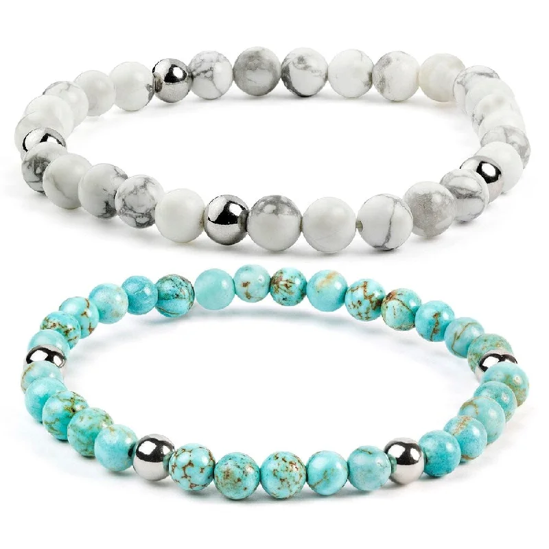 Summit gem bracelet-ELYA Turquoise Stainless Steel Beaded Bracelet (6mm)