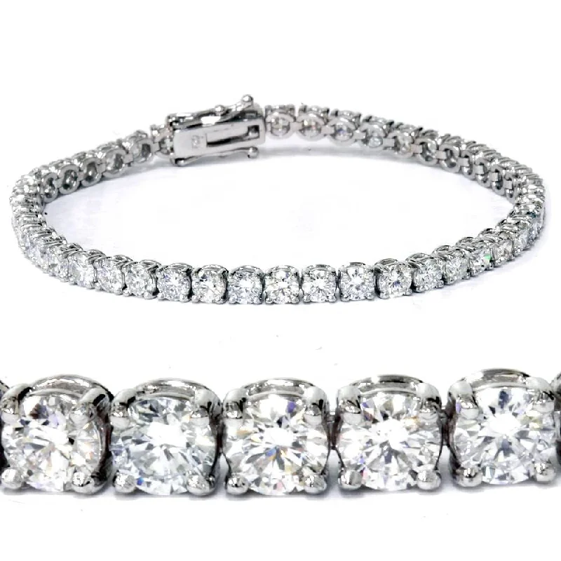 Bloom-bud bracelet-G/VS 7Ct TW Round Lab Grown Diamond Women's Tennis Bracelet 14K Yellow Gold 7"