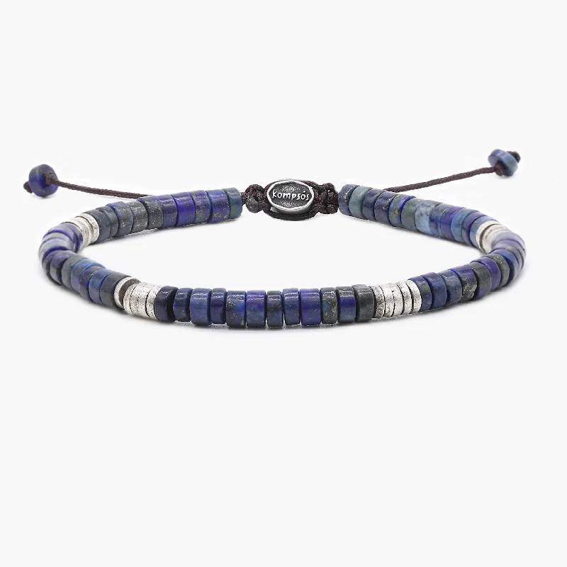 Buried bracelet-Lapis Lazuli And Sterling Silver Disc Beads Bracelet