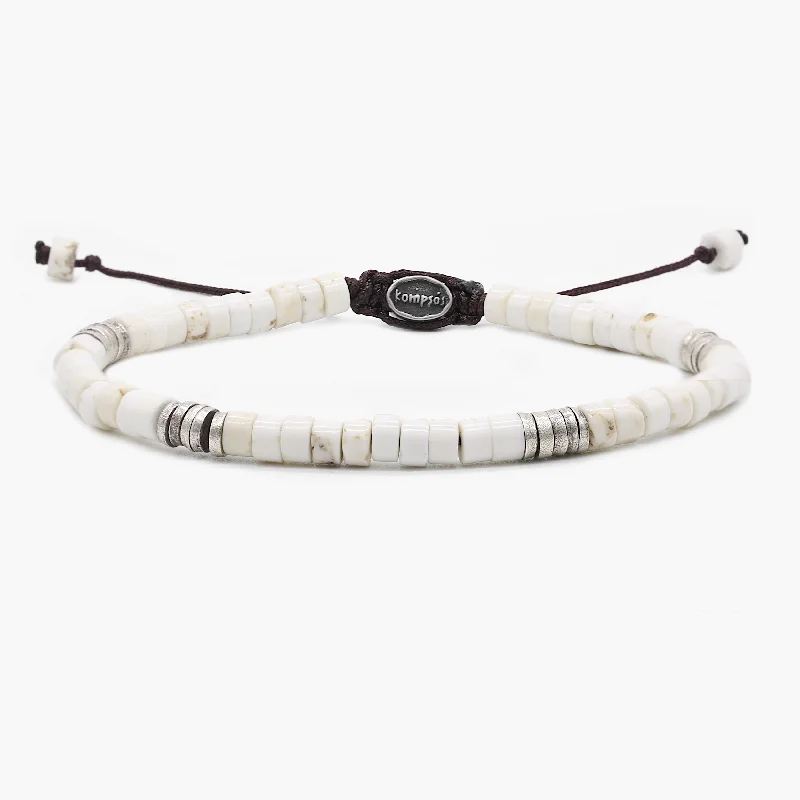 Light weave bracelet-Magnesite And Sterling Silver Disc Beads Bracelet