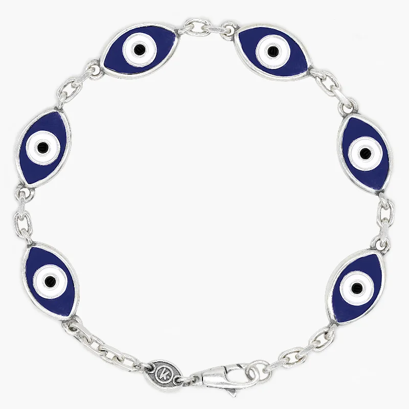 Light weave bracelet-Maxi Multi Evil Eye Sterling Silver Chain Bracelet