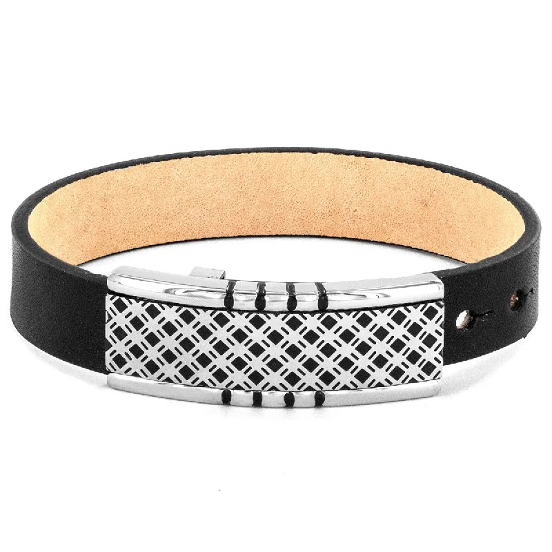 Buried bracelet-Men's Lattice Buckle Clasp Leather Bracelet