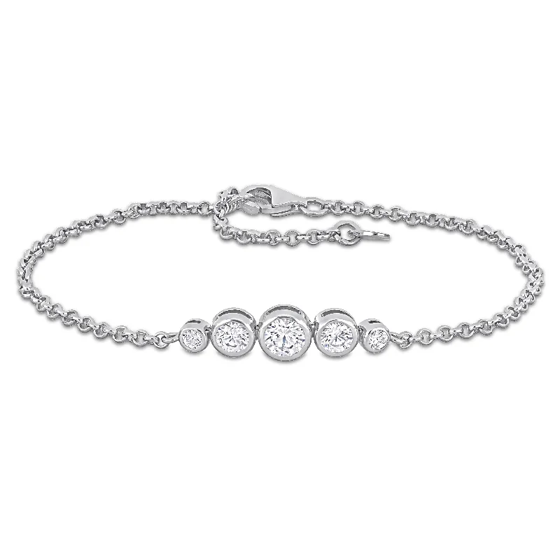 Solid-set pave bracelet-Miadora 1 4/5 CT TGW Cubic Zirconia Tennis Bracelet in Sterling Silver - 7+1 in - 7 in x 6.3 mm x 3.7 mm