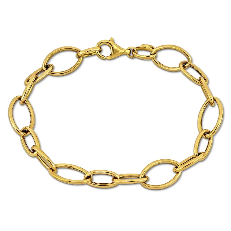 Worn-rim bracelet-Miadora 10mm Oval Link Bracelet 14K Yellow Gold-8 in