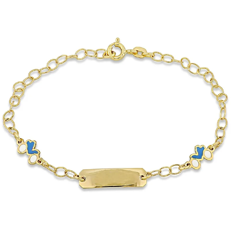 Crafted gold bracelet-Miadora 18k Yellow Gold Children's ID with Motorcycle Charm Station Link Bracelet - N/A