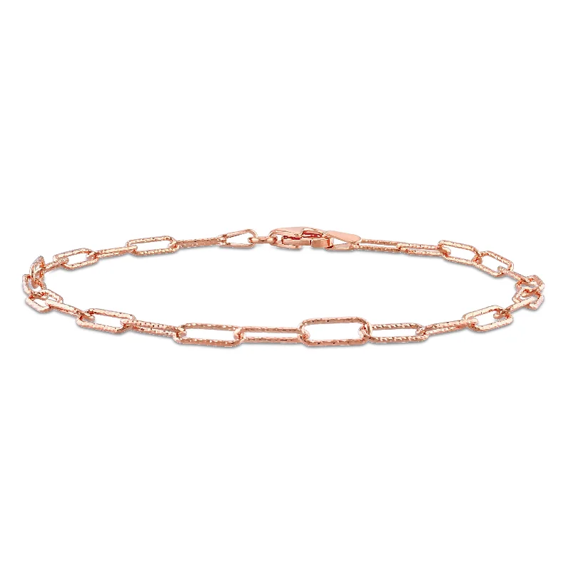 Glowing ruby bracelet-Miadora 18kt Rose Gold Plated Sterling Silver Paperclip Bracelet