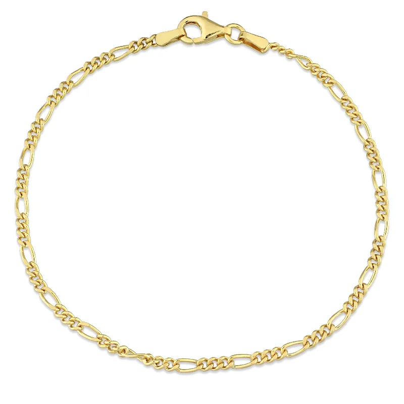 Five-heart bracelet-Miadora 18kt Yellow Gold Plated Sterling Silver Figaro Bracelet